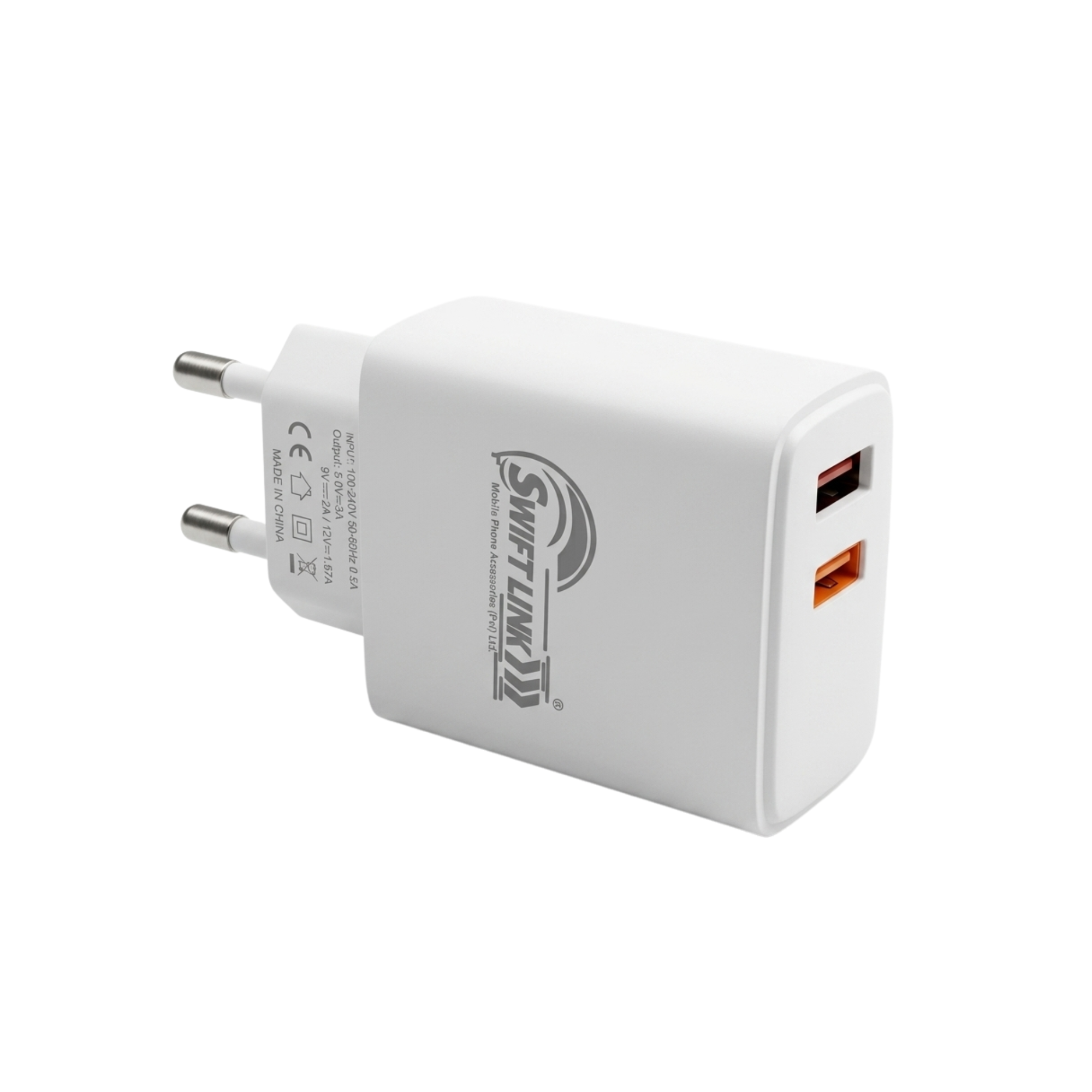 Swift Link SL210 20W PD Fast Charger | Dual Port USB + USB-C | QC 3.0 Fast Charging Adapter