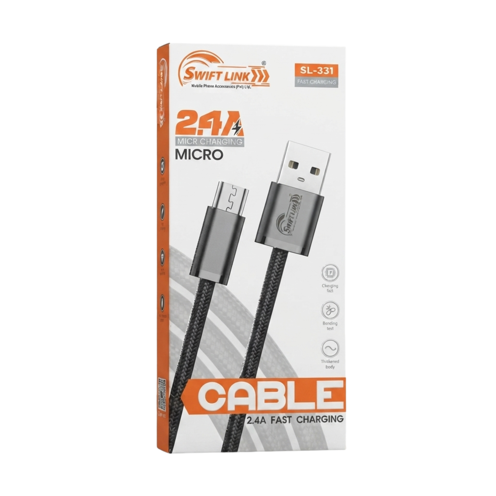 Swift Link SL331 USB to Micro USB 2.4A Fast Charging Data Cable – 1 Meter | Nylon Braided Charging & Sync Cable