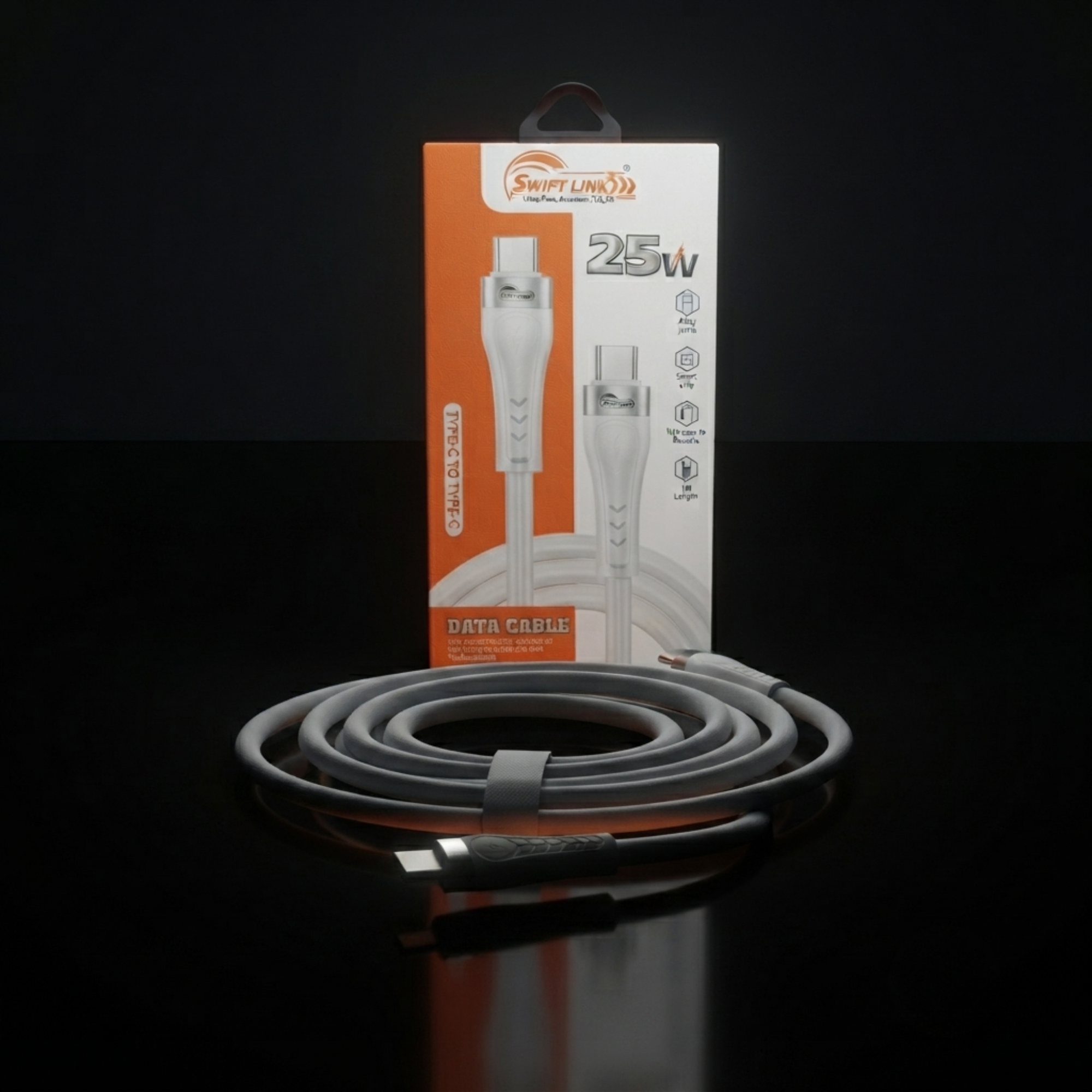 Swift Link 303 Type-C to Type-C 25W Fast Charging Data Cable - 1 Meter | High-Speed Charging & Data Sync
