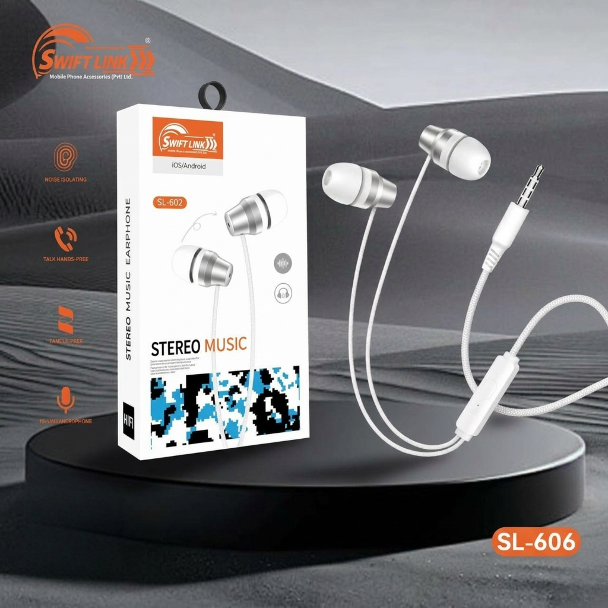 Swift Link SL-602 Stereo Music Earphones | Premium Wired Earbuds with Clear Sound