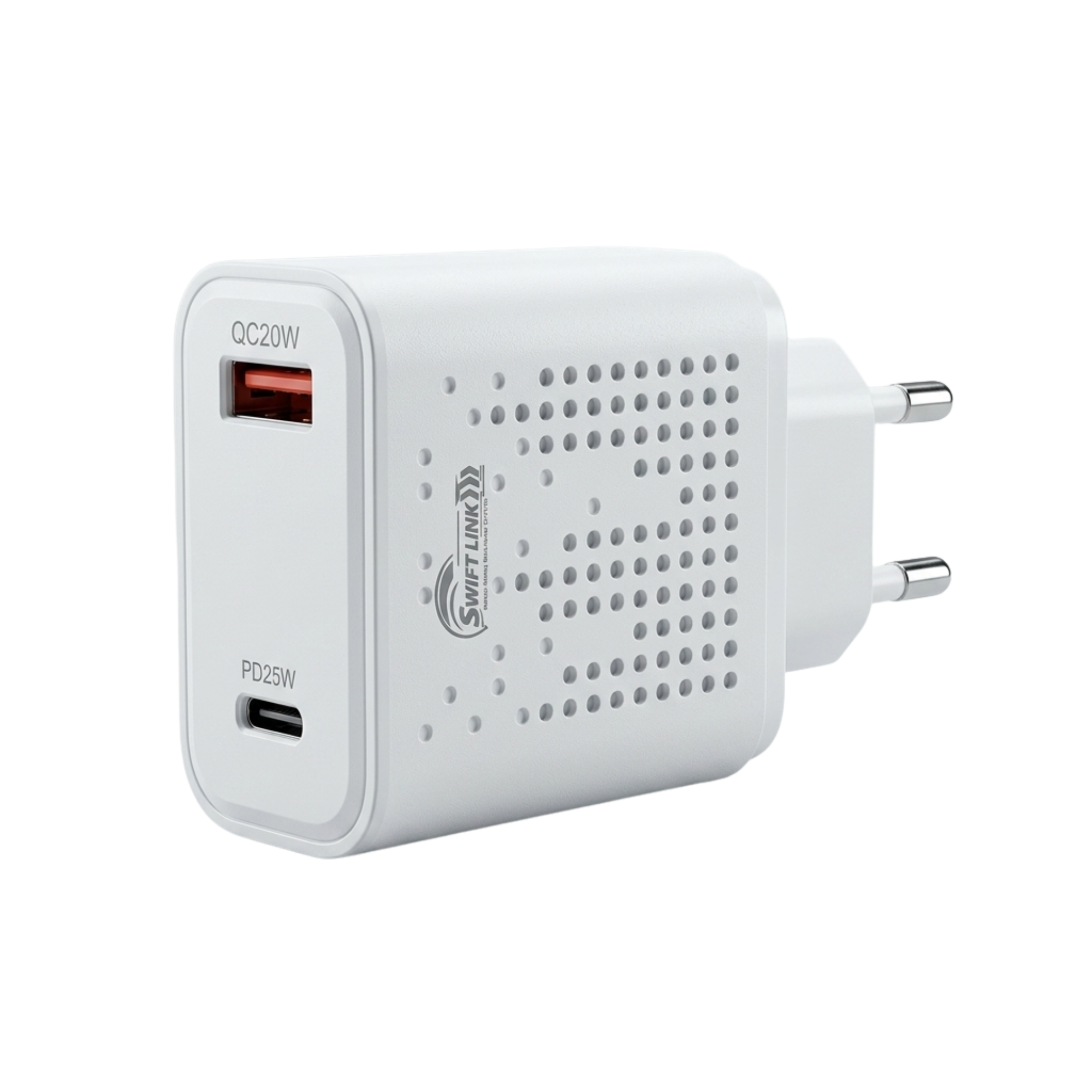 Swift Link SL-409 25W Fast Charger | QC 3.0 + PD USB-C Dual Port Wall Charger with LED Display