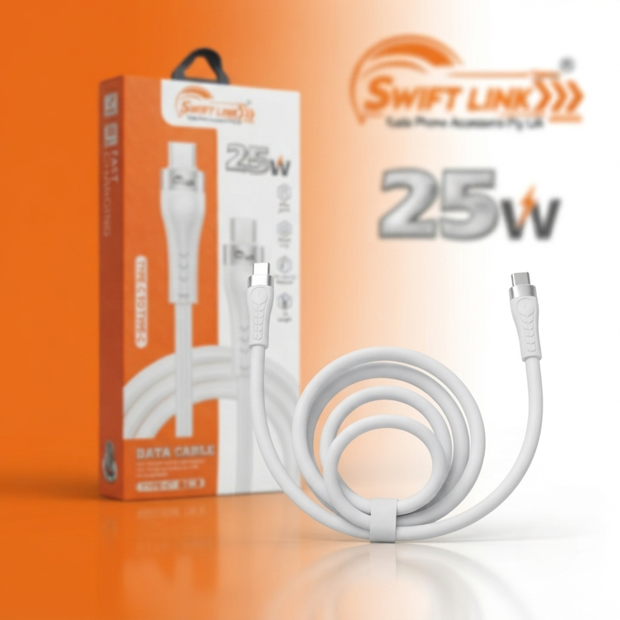 Swift Link 303 Type-C to Type-C 25W Fast Charging Data Cable - 1 Meter | High-Speed Charging & Data Sync