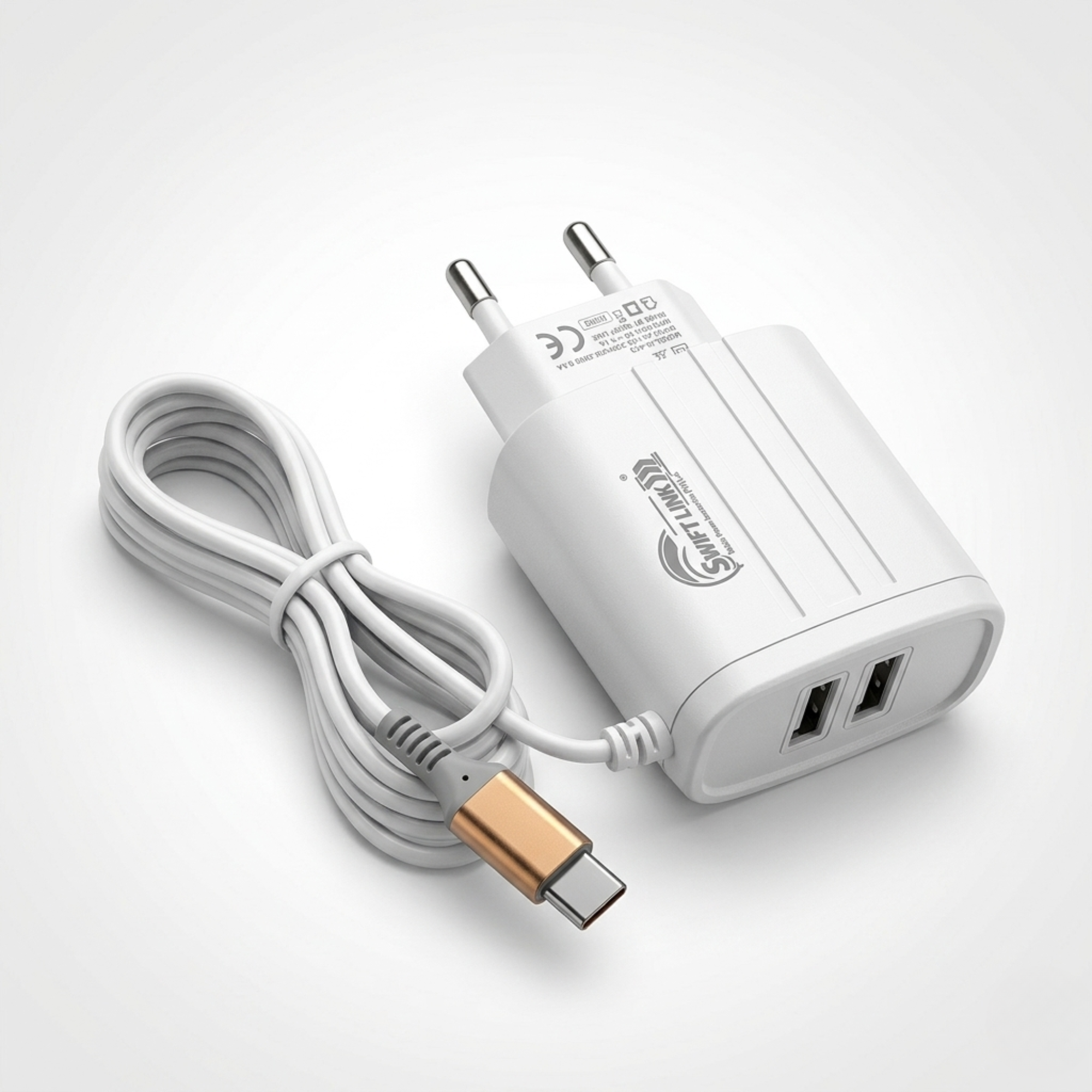 SwiftLink SL-423 3.1A Fast Charger with Dual USB Ports | Ultra Fast Charging Wall Adapter.