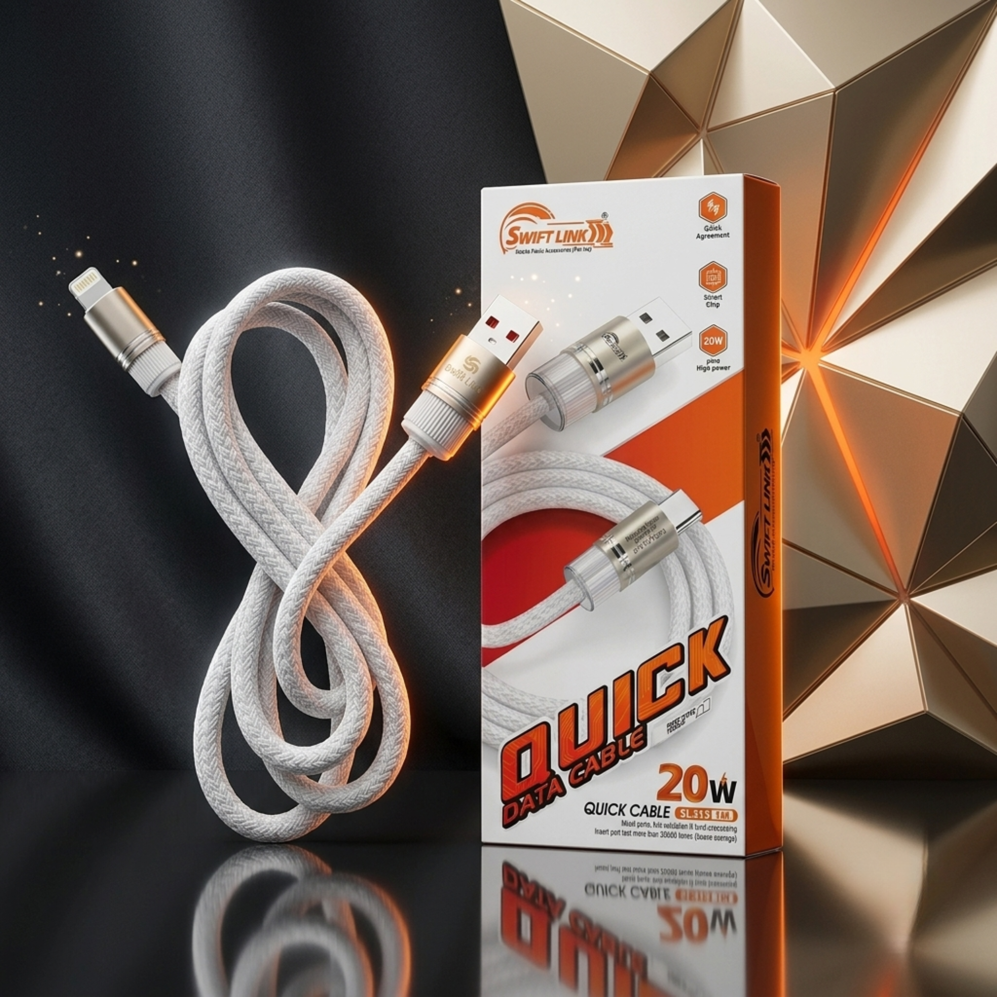 Swift Link SL-313 USB to Type-C Quick Charging Cable 20W Fast Charge Data Cable 1 Meter