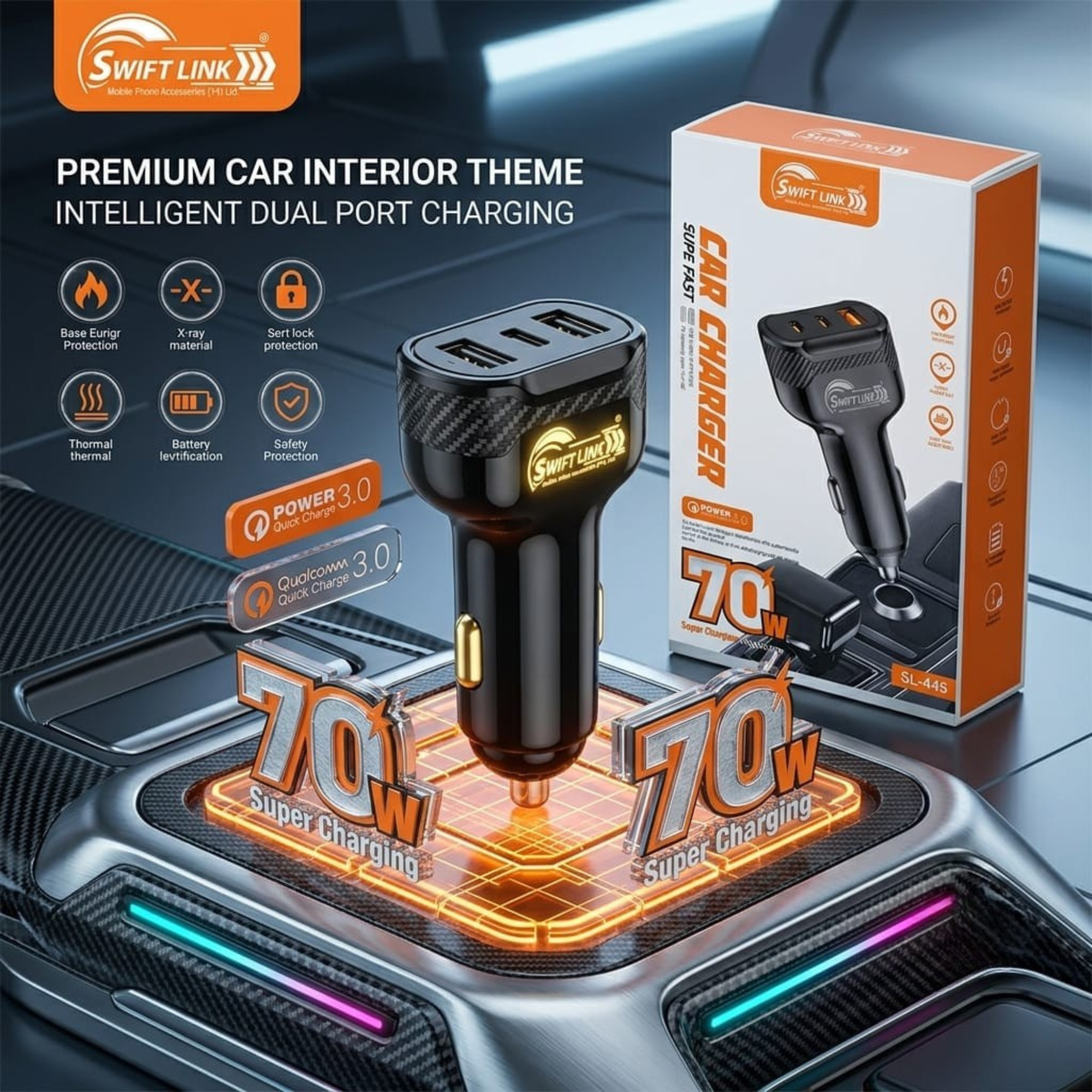 Swift Link SL-445 70W Fast Car Charger