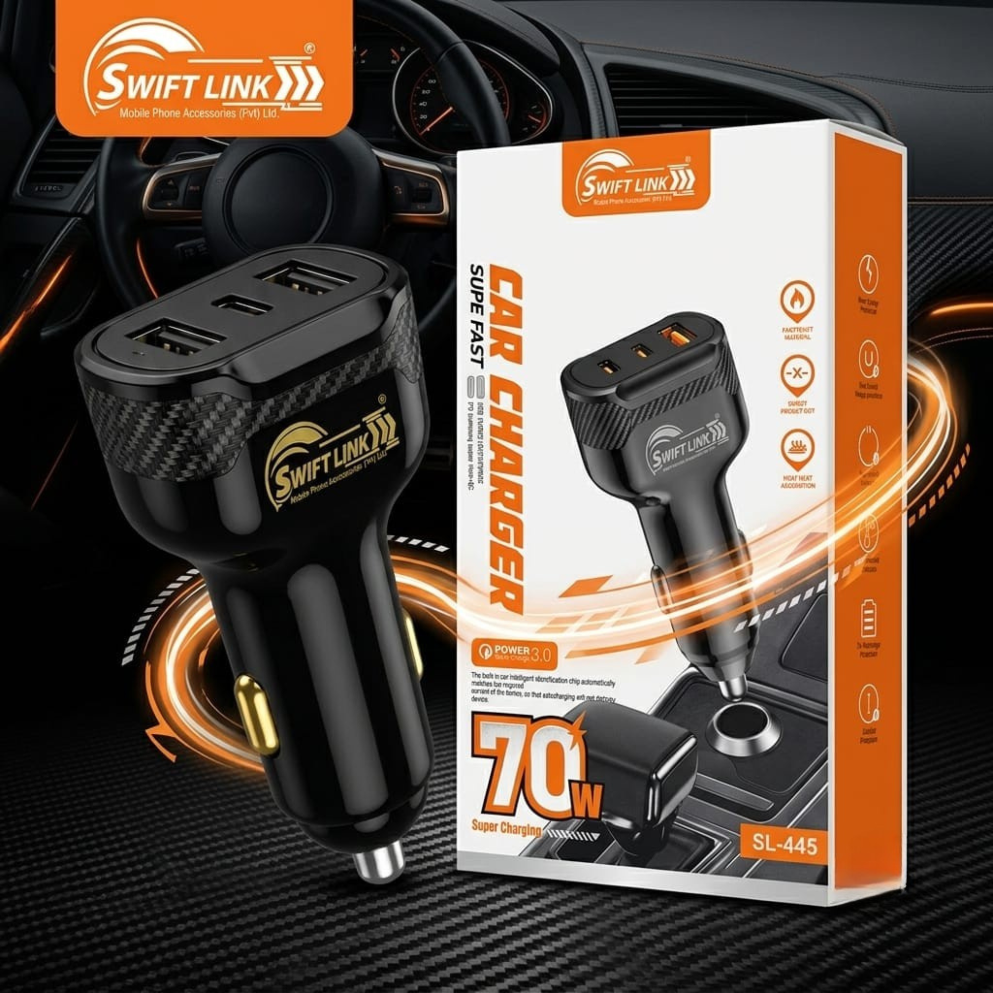 Swift Link SL-445 70W Fast Car Charger