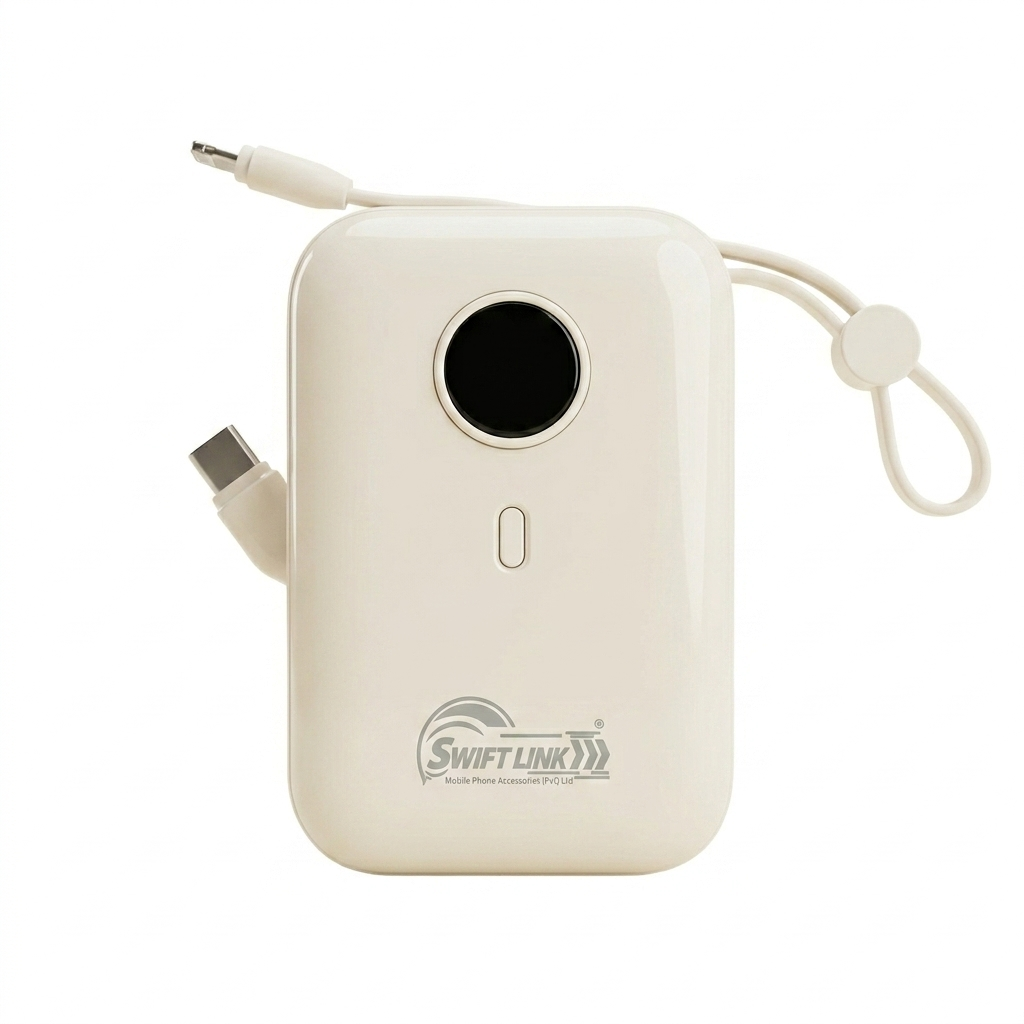SwiftLink SL-502 10000mAh Power Bank with Digital Display | Type-C & Lightning Fast Charging Portable Charger