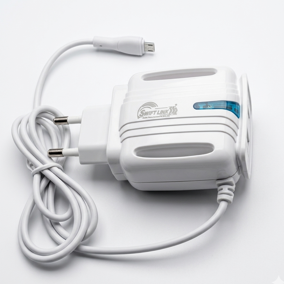 Swift Link SL412 3-in-1 Fast Charger 3.4A Dual USB Wall Charger with Micro USB Cable