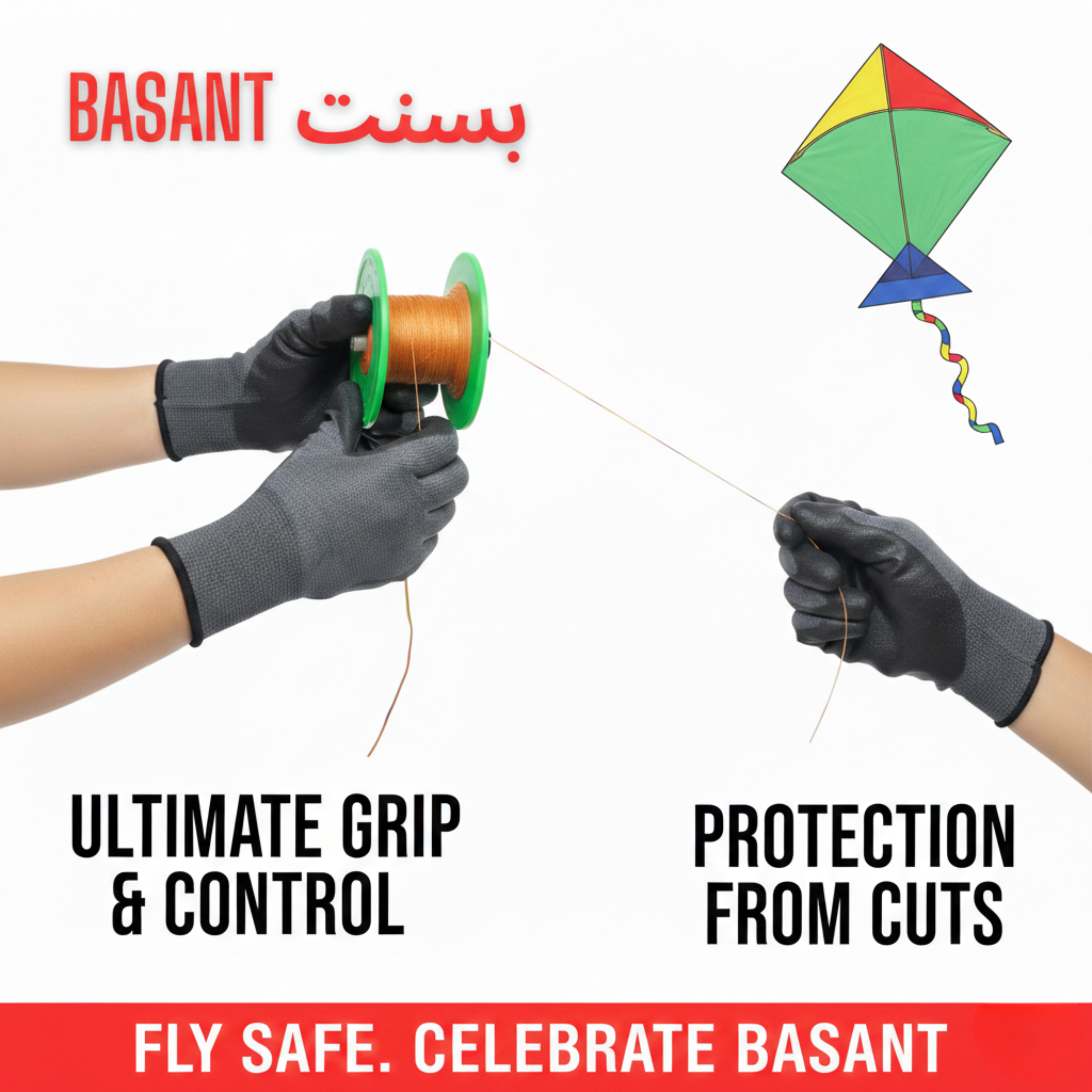 Kite Flying Cut-Resistant Gloves – High Protection