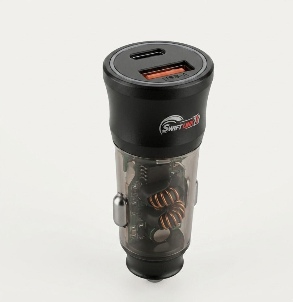 Swift Link SL-214 Car Charger QC 3.0 + PD 20W Fast Charging Dual Port USB Type-C Car Adapter